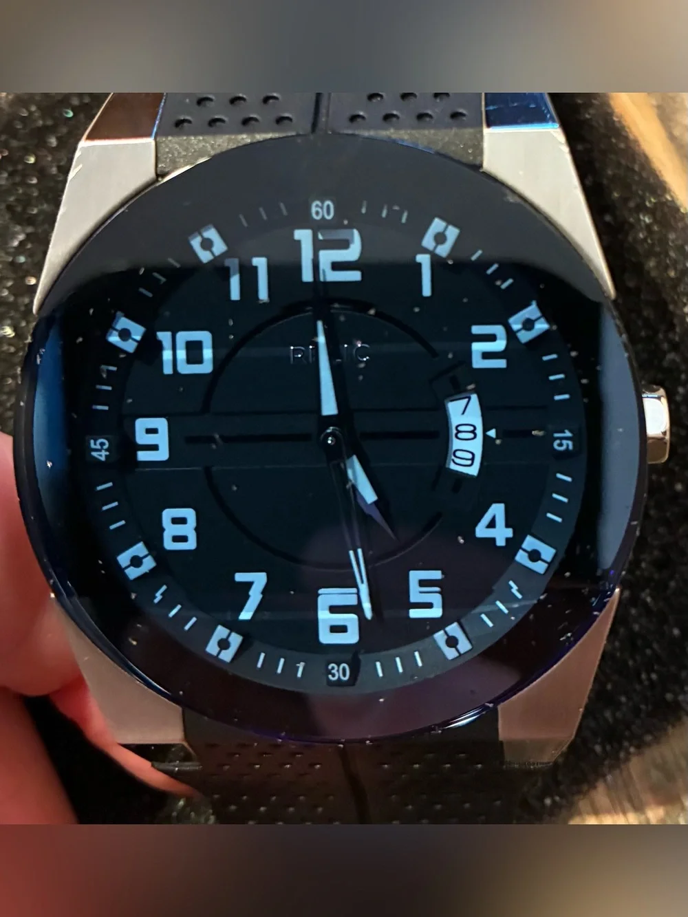 Relic by Fossil Men’s Black Silicone Strap Watch ZR11867 Oversized Dial
